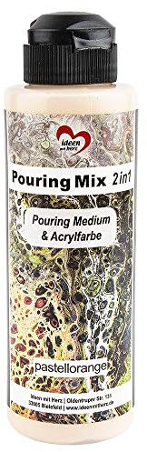 Ideen mit Herz Pouring Mix 2in1 | Pouring Medium & Acrylfarbe | 180 ml | kein weiteres Mischen mit Fluid, Medium oder Silikonöl erforderlich (pastellorange)