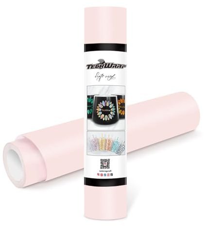TECKWRAP Vinilo adhesivo permanente de 12 pulgadas x 10 pies, rosa claro mate