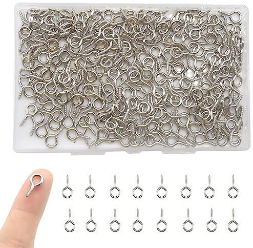 CEEYSEE 300 Pezzi Viti ad Occhiello 8 x 17mm Mini Occhi a Vite Ganci Autofilettanti, Ganci per Ciondoli, Artigianato, Bottiglie di Sughero, Creazione di gioielli fai da te (YJY1)
