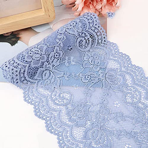 15cm x 3m Elastizität Spitzenband Spitzenbordüre Spitzenborte Zierband Dekoband Spitzen Borten Bänder zum Nähen,DIY Basteln,Deko für Kleidung Unterwäsche Dessous Hochzeitskleid Tischdeko,Blau