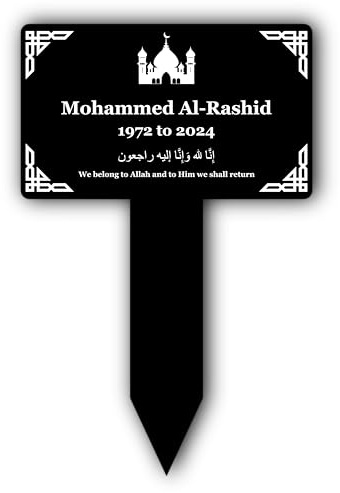 Gedenktafel für muslimische islamische arabische Gedenkstätten, gedruckt auf einem Pfahl mit Fotooption, personalisierbar, als Grabschmuck oder Dekoration
