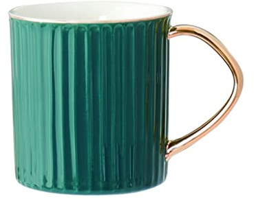 KUYWLMKMZZ Travel Mug Ceramic Mug Striped Design Coffee Cup Large Capacity Water Cup Office Cup Breakfast Milk Cup Suitable for Home Kitchen Restaurant (15.2 Oz) Tea Mug (Color : Green)