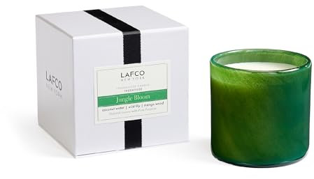 LAFCO New York Signature Candle, Jungle Bloom - 15.5 oz - 90-Hour Burn Time - Reusable, Hand Blown Glass Vessel - Made in The USA