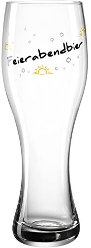 Leonardo Presente Weizenbier-Glas Feierabendbier, 1 Stück, spülmaschinenfestes Weizen-Glas mit Schriftzug und Motiv, Bierglas, 500 ml 044521