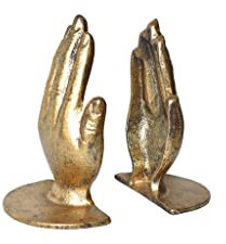 JUCONSIN Hände Buchstützen, Gebet Hand Dekorative Buchstützen Einzigartige Gold Buchstützen Heavy Duty Gusseisen Buchstützen für Regale Dekorativ