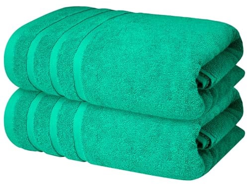 Infinitee Xclusives Bath Towels Set of 2 (70x140 cm) – 100% Soft Ring-Spun Cotton, Ultra Soft & Highly Absorbent Towels for Spa, Gym, Hotel & Everyday Bathroom Use |Vivid Green|