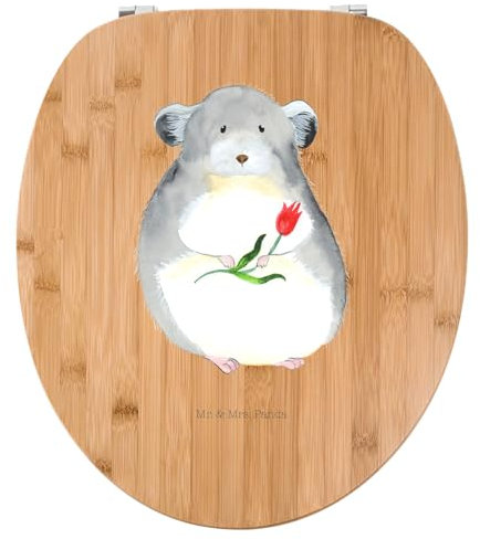 Mr. & Mrs. Panda Motiv WC Sitz Chinchilla Blume - Geschenk, Chaos, Toilettendeckel, Tiermotive, Glücklichsein, Klobrille, Tiere, Klodeckel, WC-Sitz,