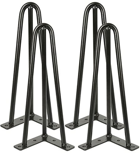 MINGYI Jambe de Table en Épingle à Cheveux, Lot de 4 Pieds Hairpin, Pieds Hauteur 30 cm, Pieds en Acier, Noir B