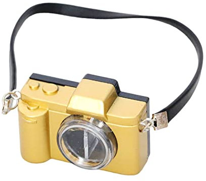 Miniatur-Retro-Kamera, 1:12 Puppenhausmöbel Rollenspiel-Miniaturkamera-Modell für Mikrolandschaft Golden S