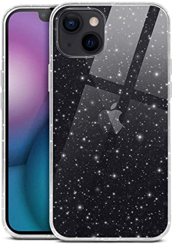 MoEx Sparky Case Compatible with Apple iPhone 13 Mini - Slim Fit, Glitter Effect, Transparent Silicone Protective Case - Crystal Clear