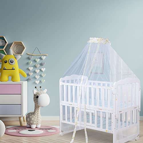 Yuehuamech Zanzariera per bambini Letto Baldacchino Lettino Rete a Cupola Soffitto Zanzariera Culla Rete per Zanzariere Appeso Letto Zanzariera Bar Tenere il bambino lontano, Bordo Giallo, 60*450cm