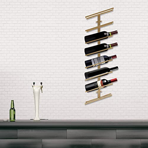 KOLHGNSE Weinregal Wand, Metall Weinregal Hängend hält 8 Flaschen Weinflaschenhalter Flaschenständer Regal für Familien, Bars, Restaurants (Gold)