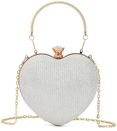 EVEOUT Herzförmige Pailletten AbendHandtasche Clutch für Damen Elegante Herzförmige Umhängetasche Schultertaschen Hochzeit Party Geldbörse Brauttasche