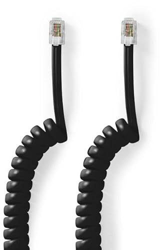 NEDIS Telefonkabel | RJ10 Stecker | RJ10 Stecker | 2.00 m | Kabeldesign: Aufgerollt | Kabeltyp: RJ10 | Schwarz