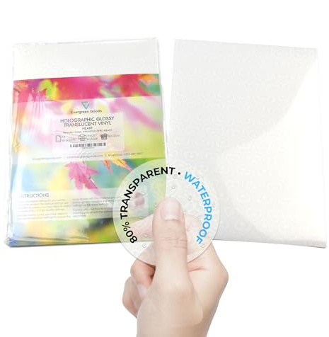 EVG Evergreen Goods A4 Holographic Hearts Glossy Clear Vinyl | 10 Sheets | Waterproof Inkjet Printable | Self-Adhesive Sticky Back Transparent PVC | Ideal for Crafting Birthday and Valentine Gifts