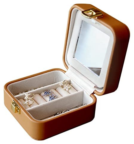 Schmuckbox Schmuckkästchen Schmuckschatulle Schmuckschatulle Aus PU-Leder, Schmuckschatulle, Klein, Verspiegelt, Schmuck-Organizer, Tragbares Reiseetui, Halsketten-Vitrine Schmuckkasten Schmuckkoffer