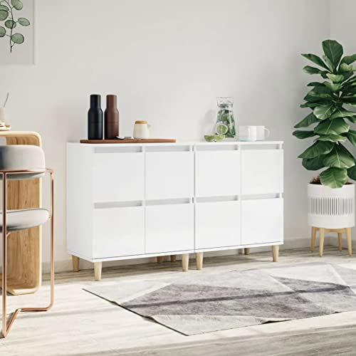 ADWOA Sideboards 2 STK. Hochglanz-Kommode Weiß TüRen Sideboard Flur Schmal Eckkommode 60x35x70 cm Holzwerkstoff