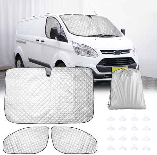 NIGOOLATA Thermomatte für F ord Transit Custom, Sonnenschutz Frontscheibe Matte Auto Frontscheibenabdeckung, Interne Sonnenblende für Wärmeisolierung und Privatsphäre, 98% Verdunkelung