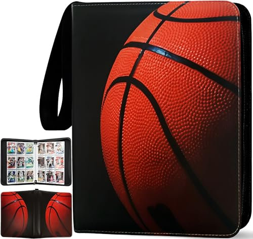 Basketball-Kartenbinder mit 900 Taschen, 50 Hüllen, großer Basketball-Ordner, 3-Ring-Reißverschluss, Sammelkartenhalter, 9 Taschen, Sport-Sammelordner, Buchaufbewahrung, Organizer, Albumhülle, Schutz,