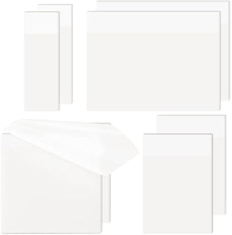 400 Blätter Transparente Haftnotizen, Transparent Sticky Notes, Wiederbeschreibbar Clear Sticky Notes, Selbstklebende Wasserfest Haftnotizen für Schule, Büro, Zuhause (75x75mm,50x70mm,70x95mm,25x75mm)