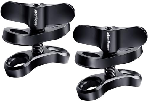 LetonPower 1'' Aluminium-Kugelschelle für Unterwasser-Tauchlicht-Arme-Tray-System, 360° Clip Adapter Halterung für Action-Kamera-Taschenlampe-Arme-System, Fotografie-Tauchkamera (2PCS)