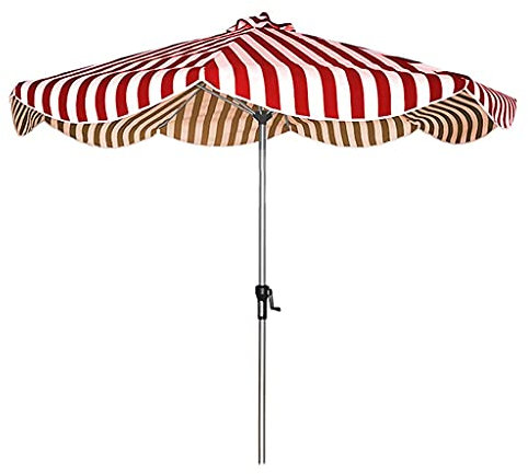 NEWNAN Garten-Sonnenschirm, 270 cm Aluminiumstange, 8 Rippen, Sonnenschirm mit Kurbel, wasserdicht, cremefarbener Sonnenschirm für Garten, Balkon und Terrasse (rot)