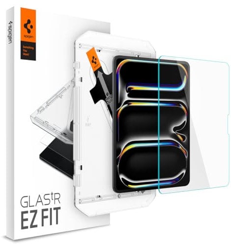 Spigen Glas.tR EZ Fit Protector Pantalla para iPad Pro 13 Pulgadas M4 (2024), 1 Unidad, Dureza 9H, Instalación Fácil, Alta-Definición