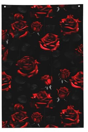 Wurton Drapeau de jardin imprimé roses rouges et noires sur une face 0,6 x 0,9 m