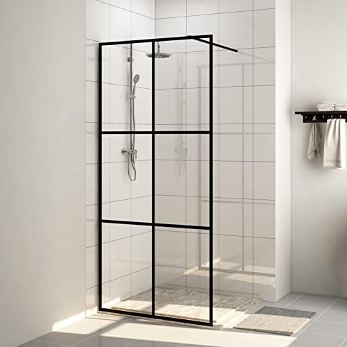 ARKEM Paroi de Douche avec Verre ESG Transparent 80x195 cm Noir,Vitre Baignoire Salle De Bain,Pare-Baignoire