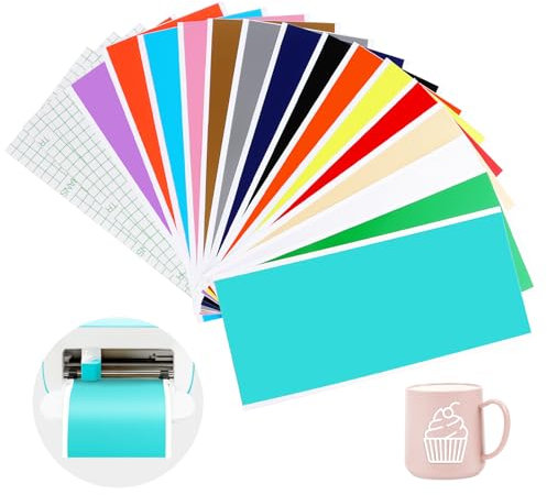 VMUTGA 15 Stück Smart Vinyl Permanent für Cricut Joy, 14 x 30,5cm Smart Adhesive Vinyl Plotterfolie Selbstklebend Vinyl Plotter Film mit 3 Transferfolie Plotter für DIY Muster Basteln Dekoration