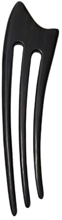 CHOISBEING Fourchette à cheveux française en bois faite à la main à 3 broches pour femme - Baguettes à cheveux en ébène pour chignons - Accessoires pour chignons