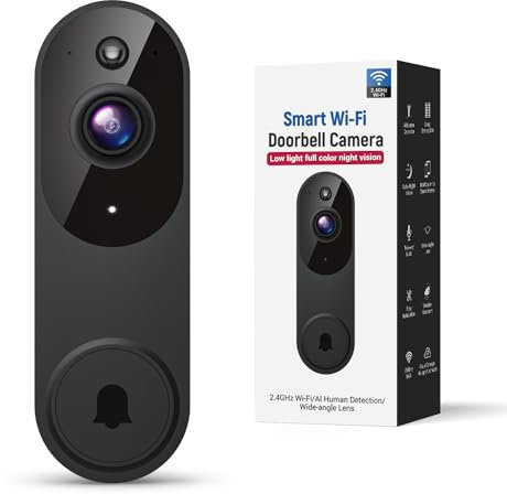 GridTera Video Doorbell Camera Wireless Wi-Fi Camera with Two Way Audio, Smart AI Human Detection, Night Vision, Cloud Storage, 2.4G Wi-Fi.