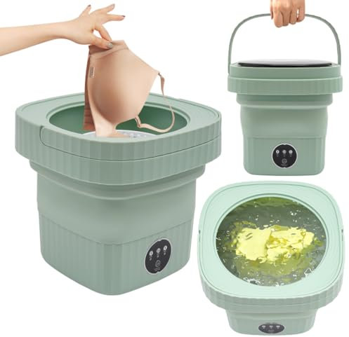 Mini machine à laver portable pliable de 6,5 l - Mini machine à laver de voyage - Pour camping - Petite machine à laver spéciale pour vêtements intimes - 3 modes de nettoyage