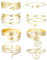 CASSIECA 8 Stück Goldene Armmanschetten für Damen Armreif Oberarmreif Minimalistisch Einfach Verstellbar Griechische Armbinde Hochzeits Schmuck Vergoldet