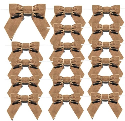 16 fiocchi natalizi in velluto, 10,9 cm, vintage, per albero di Natale, ghirlande, confezioni regalo, fai da te, artigianato, decorazioni per matrimoni (cachi)