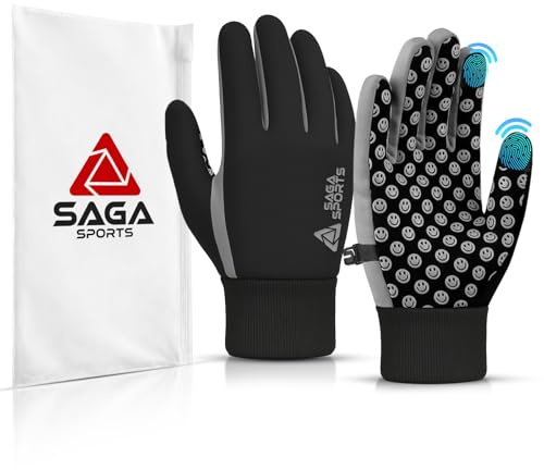 SAGA SPORTS Handschuhe Kinder – wasserdichte Fahrradhandschuhe Jungen & Mädchen, Touchscreen Winterhandschuhe für Kinder 4–12 Jahre, rutschfest & Warm, Softshell Sporthandschuhe Kinder's