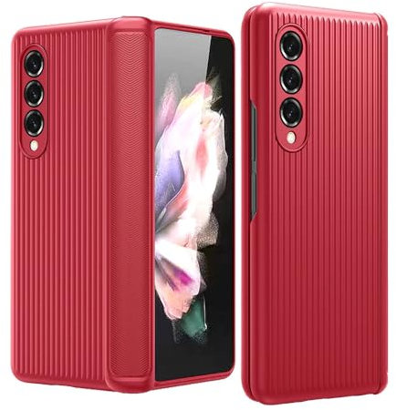 Scharnier-Gepäckschalenmembran Eingebautes gehärtetes GlasBildschirm-Telefonhülle für Samsung Galaxy Z Fold 5 4 3 Hülle Schutzhülle, rot, für Samsung Z Fold5