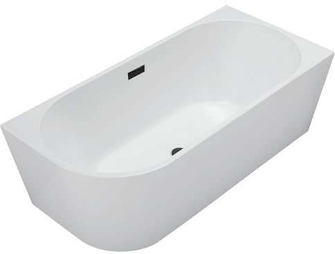 Balneo - Freistehende Badewanne - Eckbadewanne AVOLA - Acryl mit Stahlgestell - 6 Stabilisatorfüße - Überlauf und Klickverschluss - Modernes Design - rechts - Schwarz - 170x80cm