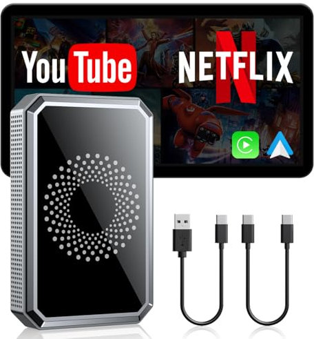 LAMTTO Wireless Carplay Adapter for Streaming Net-Flix/YouTube/TikTok