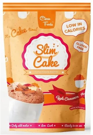 CleanFoods SlimCake Mug cake 70 calories l saveur pomme-cannelle l 5 mug cakes I Konjac Glucomannan I sans gluten I sans sucre I préparé en 60 secondes l mugcake