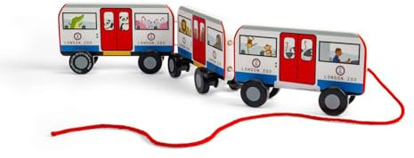 Bigjigs Toys London Pull Along Tube - Holz Nachziehspielzeug für Kinder, nachhaltig hergestellte Baby- & Kleinkindgeschenke, ab 18 Monaten