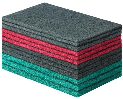 Flintronic 12 Pcs Scouring Pad, Abrasive Pads, Scourer Scouring Pad Industrial for Grinding Polishing Metal, Wood, Kitchen, Stainless Steel