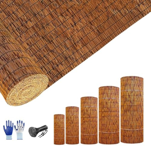 Générique Canisse en Roseau Naturel Brise Vue Jardin 50 60 70 80 90 100 110 120 130 140 150 160 170 180cm Canisse Bambou Cloture Jardin Exterieur(180x800cm)