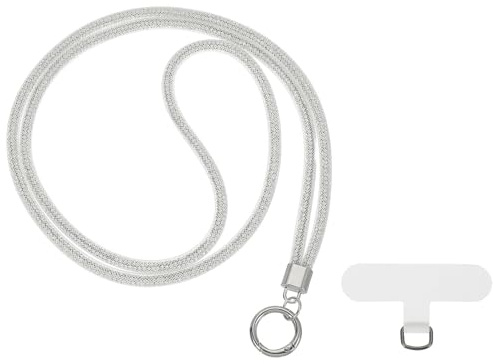 PATIKIL Phone Chain Crossbody Lanyard with Tether Tab White 1Pcs | Water Diamond Wrist,Phone Bling Shoulder Strap,Universal Lanyard,for Most Smartphones Bags Purses