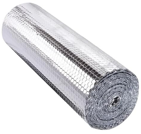 Aislante Térmico Reflexivo 10m x 0,6 m, Película Reflectante del Disipador de Calor, Lámina Aislante de Burbujas de Aluminio Reflectante para Paredes, Techo, Suelo, Furgonetas, Buhardillas, Garaje(0.6