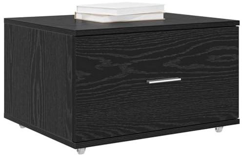 vidaXL Schubladenschrank 55 x 45 x 31 cm Schwarz Eichen-Optik | Es gibt jede Menge Platz für deine Sachen, Kommt mit Rollen, damit du es leicht umstellen kannst, Ein trendiger Look,