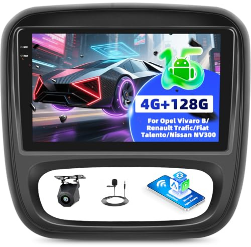 4G+128G GOHHDL Android Radio Coche para Opel Vivaro B/Renault Trafic/Fiat Talento/Nissan NV300 con Carplay Android Auto, Radio para Coche de 9 Pulgadas con GPS WiFi Bluetooth FM/RDS EQ SWC Cámara&Mic