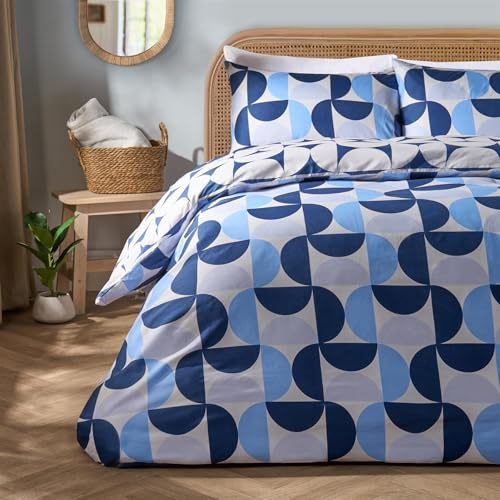 OHS King Duvet Cover Set, Ultra Soft Warm Cosy Microfibre Stylish Moroccan Abstract Pattern Duvet Cover King Size Luxurious Bedding Set with 2 Pillowcases, Navy