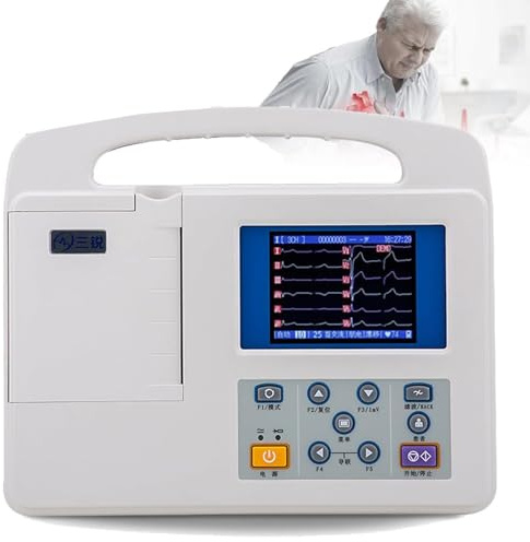 DDZJTPP Monitor ECG/EKG Portatile, Dispositivo Digitale LCD a Colori Professionale a 12 derivazioni e 3 canali con Carta per Stampa per unità di Terapia intensiva dei segni Vitali