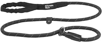 Mountain Paws 1.5m Slip Rope Dog Lead | One Size Fits All Slip-On Climbing Rope Leash | No Collar or Harness Needed | Weather Resistant with Reflective Stitching